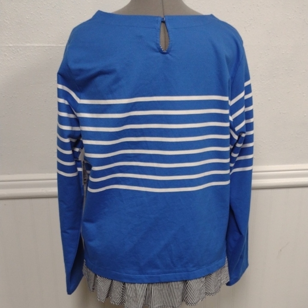 NEW Crown & Ivy Women's Blue and White Striped  with Elephant - Picture 5 of 16
